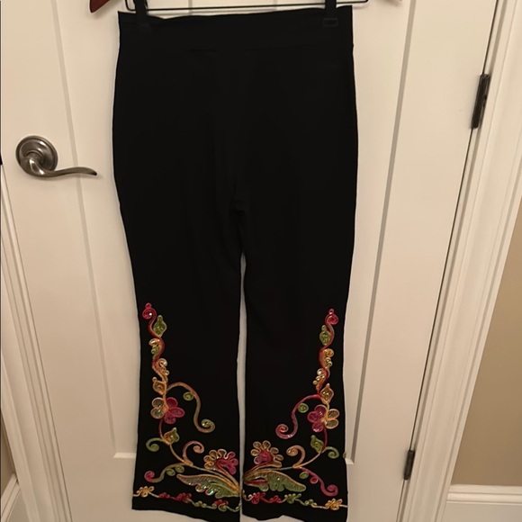 Embroidered Colourful Black Sequin Pants, size L - Picture 6 of 6